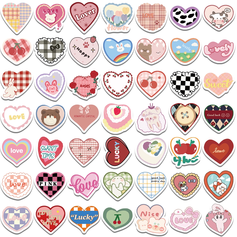 100PCS Nette Cartoon Liebe Herz Aufkleber Kawaii Candy Farben Aufkleber Scrapbooking Tagebuch Aufkleber Schule Büro Schreibwaren
