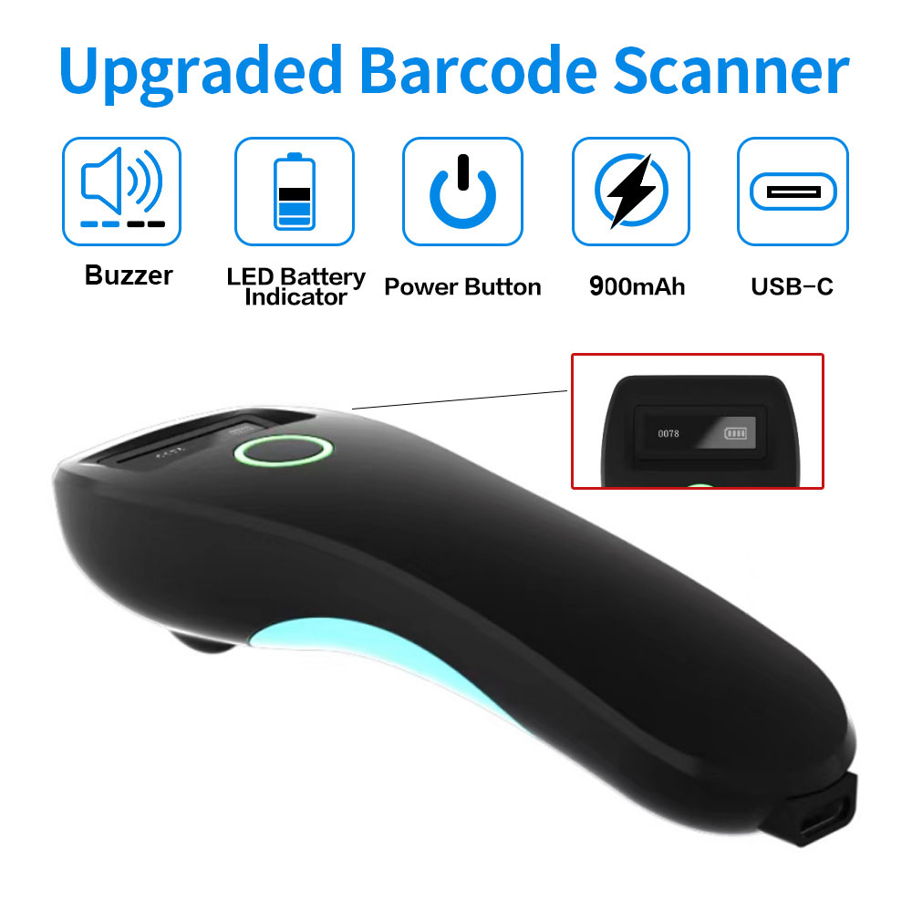 2D Barcode Scanner Bluetooth 2.4G Wireless 1D 2D QR Code Mini Handheld Portable Pocket Reader IOS Android PC for Mobile Payment