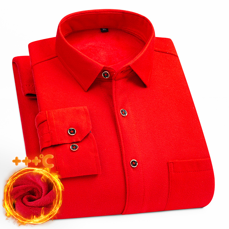 Men's long-sleeved shirt thickened warm 7XL8XL plus size Autumn/Winter casual no-ironing comfortable double-sided fleece top