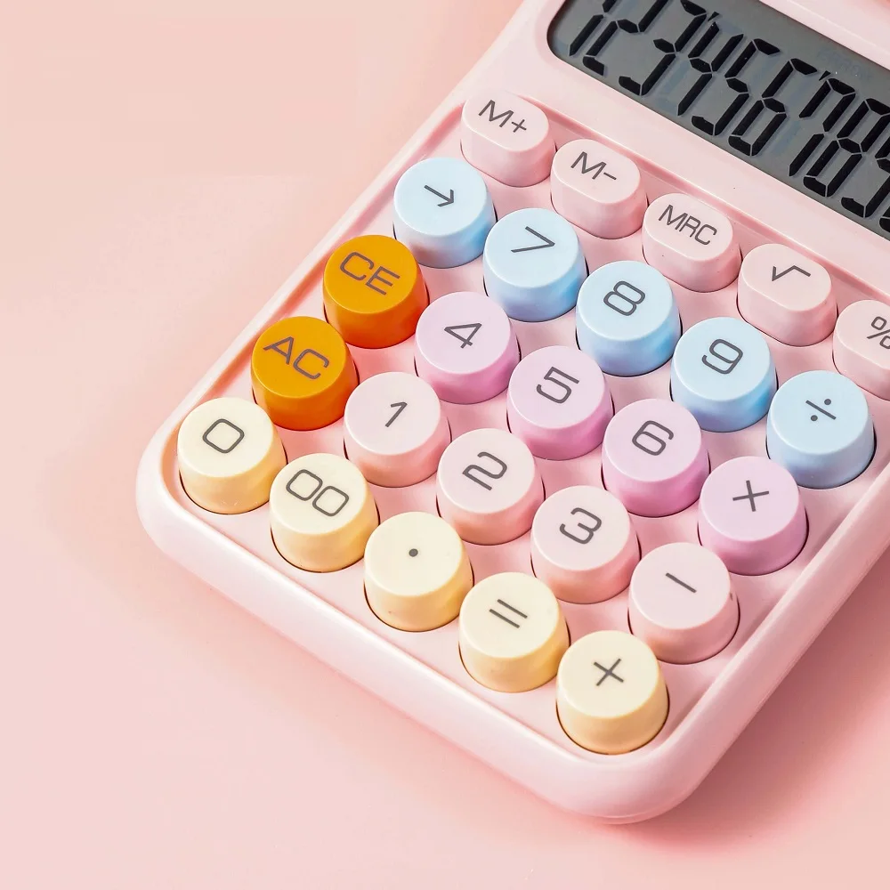 1pc candy color calculator, with large LCD screen, calculator button, calculator office or school, flexible keyboard calculator
