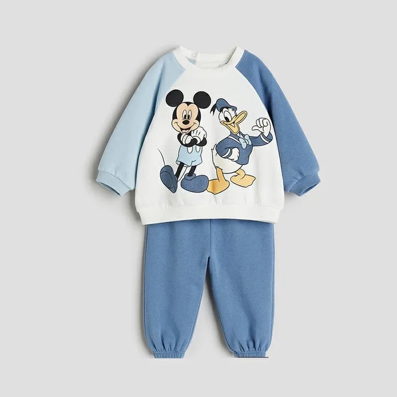 พิมพ์เต็ม Minnie Mouse เด็กทารกชุดฤดูใบไม้ผลิฤดูใบไม้ร่วงเสื้อผ้าเด็กเสื้อ + กางเกงชุดเด็กแขนยาวชุด