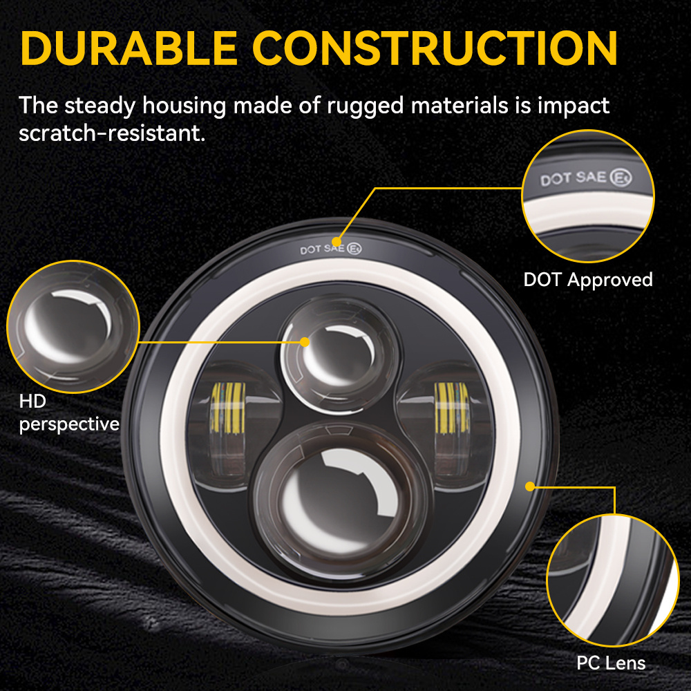 Universal LED farol para Harley Yamaha Honda, motocicleta DRL H4, 7 "farol, 7"