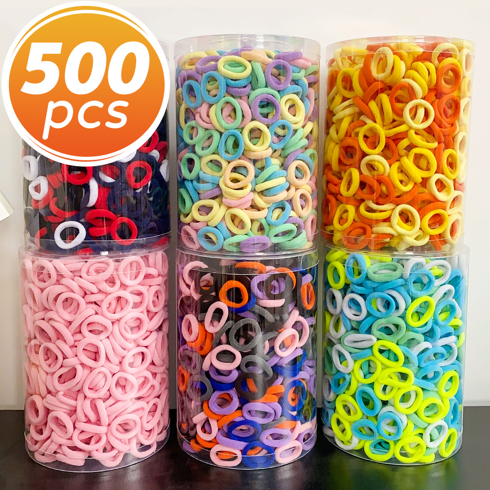 100/300/500 pcs หญิงที่มีสีสันผมวงยืดหยุ่นผมหางม้าผม Tie ยางวง Scrunchie อุปกรณ์เสริมผมสําหรับหญิง
