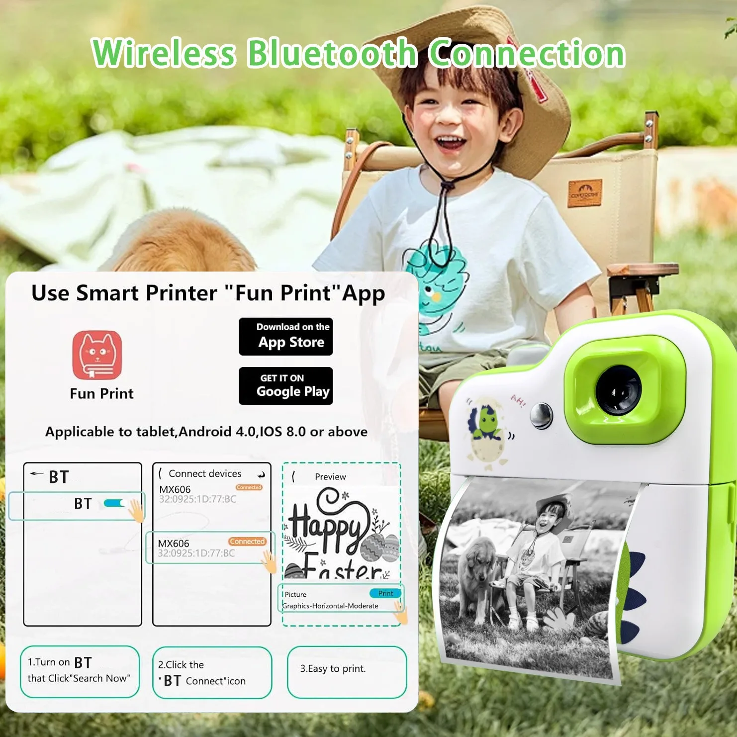 Children Camera Mini Instant Print Digital Camera Thermal Print Camera Outdoor Zero Ink Portable Print Camera Toy For Kids Gifts