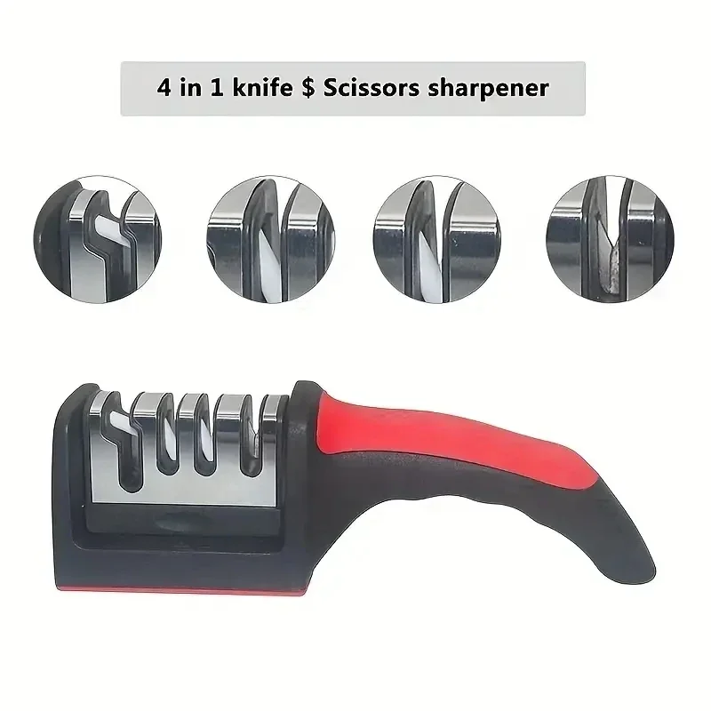 3-Segment มีด Sharpener มีด Sharpeners สําหรับมีดครัวสแตนเลสสามวัตถุประสงค์ Sharpening Stone สําหรับเครื่องมือห้องครัว