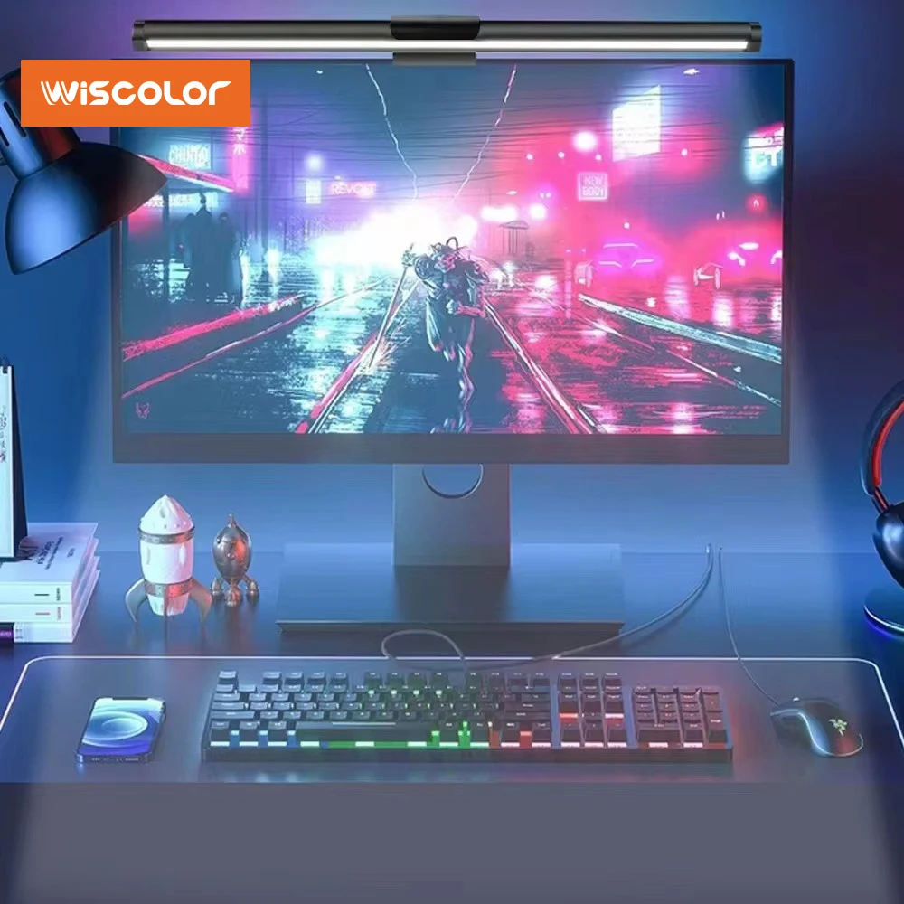 Barra luminosa per monitor a LED RGB Schermo per monitor Illuminazione a sospensione Lampada da scrivania per atmosfera dimmerabile USB per luci da gioco per computer