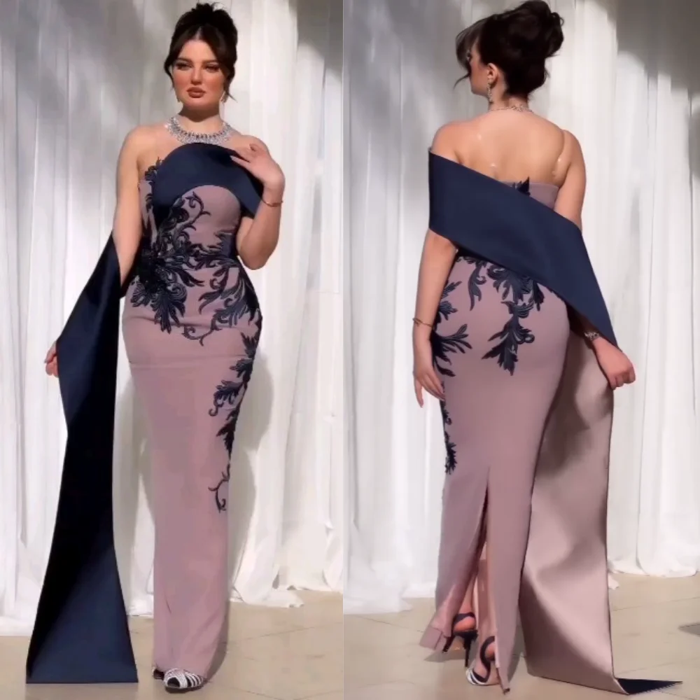 Vestido de ocasión a medida con hombros descubiertos y vaina de quinceañera con patrón de Jersey personalizado