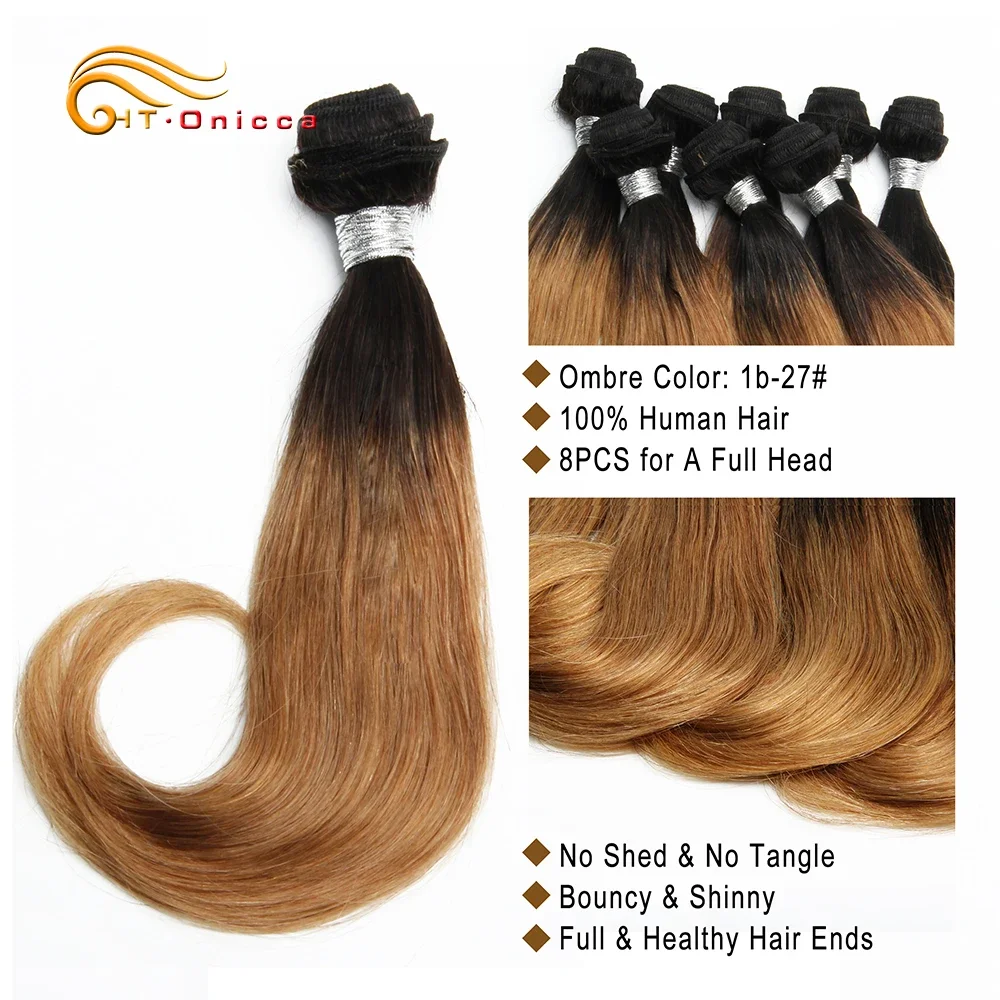 Bundles brésiliens de cheveux humains bouclés pour femmes, Ombre, Bob, Extensions, T1b, 27, 30, 8 Bundles