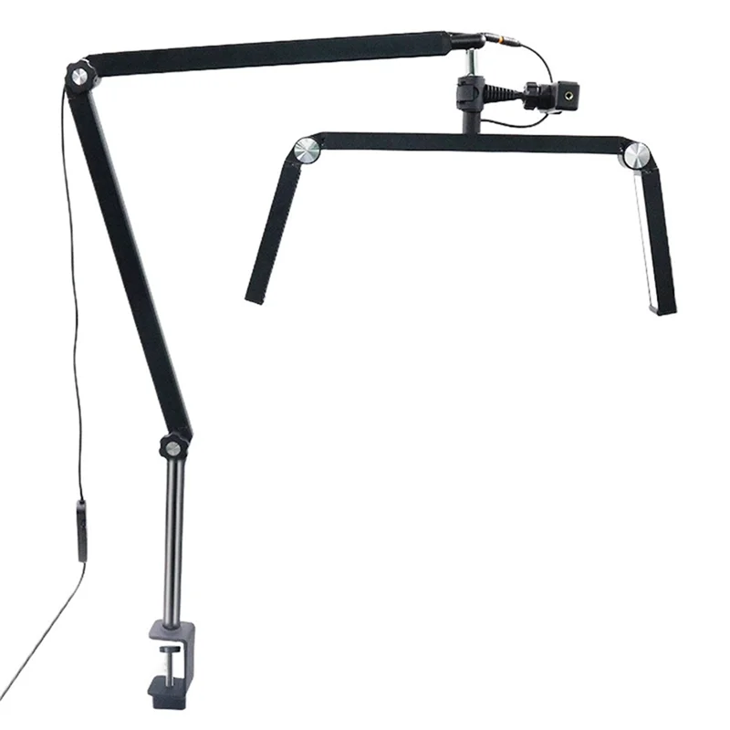 26-Polegada lâmpada de mesa de três lâmpadas 30w dobrável cantilever meia-lua lâmpada com braçadeira de mesa e controle remoto eua plug