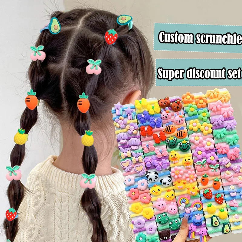 20-50 peças/set faixa de borracha para crianças dos desenhos animados faixa de cabelo novo doce bebê corda de cabelo acessórios para o cabelo sem embalagem