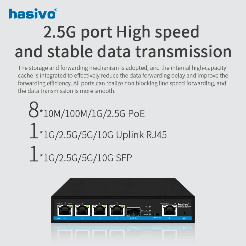 4 Port Web Managed 2.5Gps PoE Or None PoE Switch +1x10G SFP+1x10Gps RJ45 Uplink