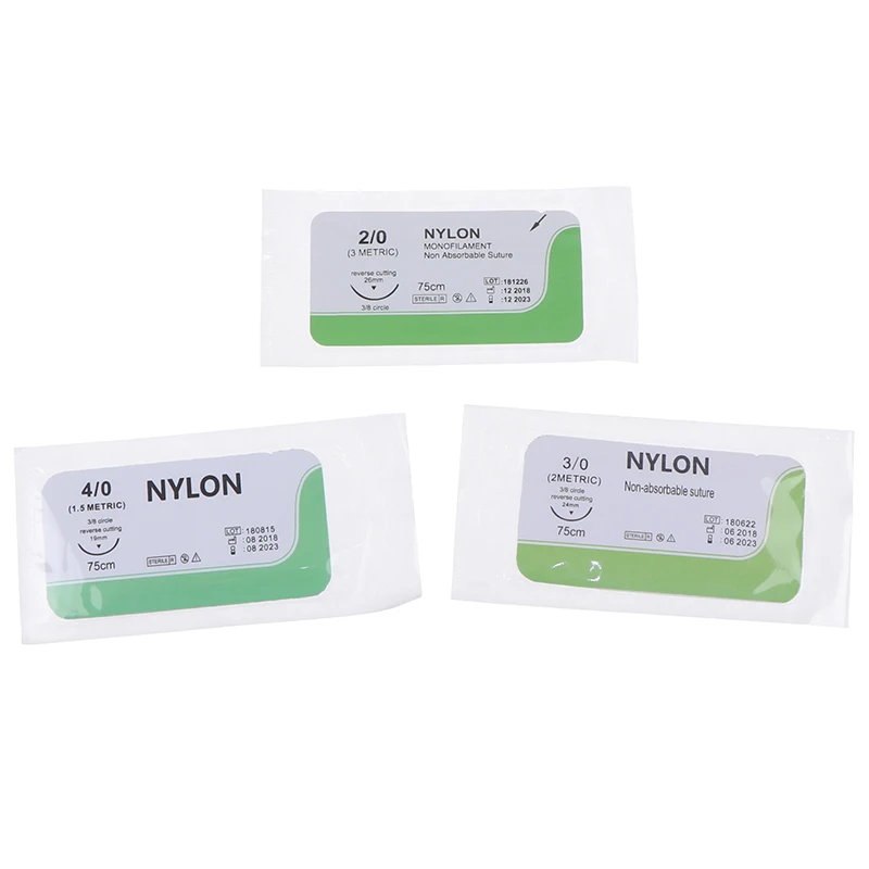 12 個 2.0/3.0/4.0 針縫合糸 Nlon 医療糸滅菌外科練習キット教育デモンストレーション