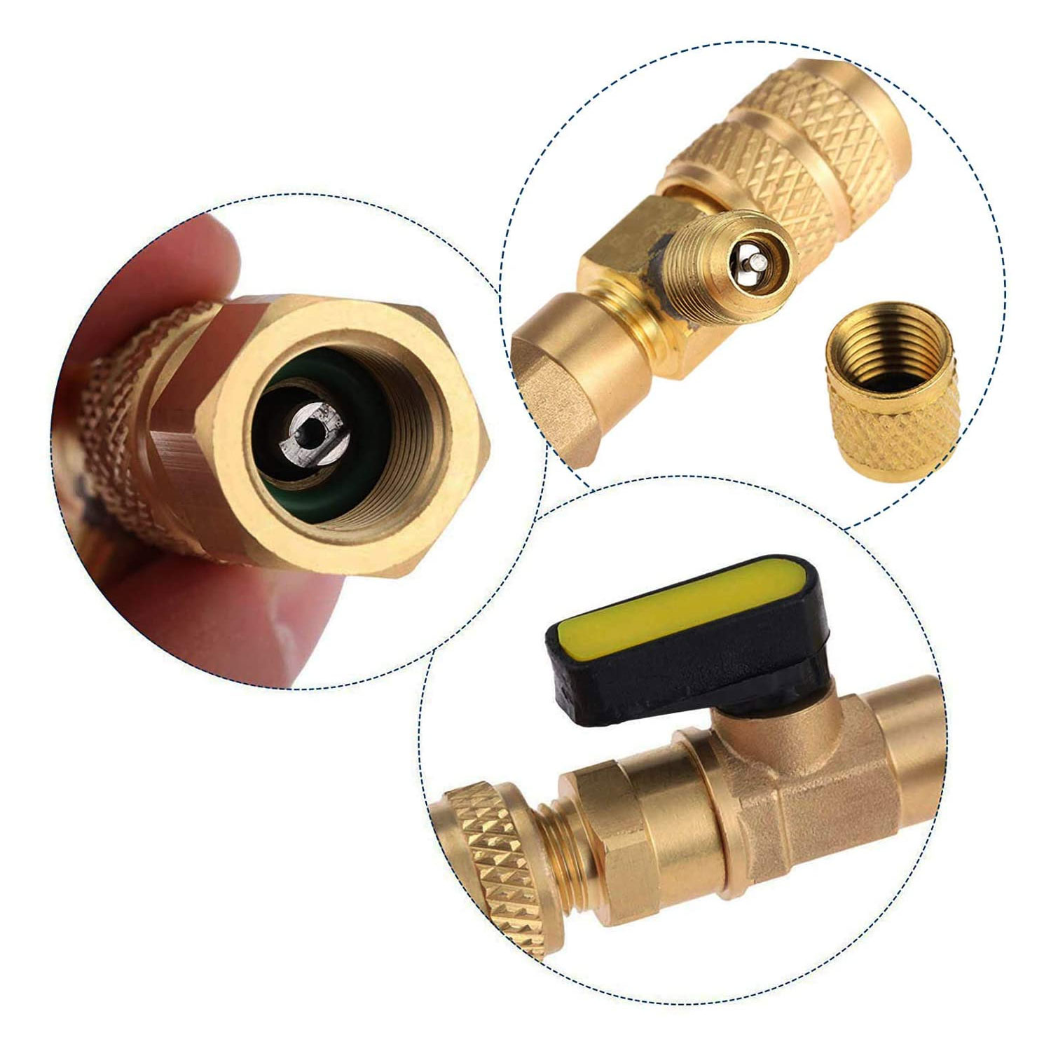 เครื่องมือติดตั้งตัวถอดแกนวาล์ว, R410A R22 AC Schrader Valve Core Remover, ขนาดคู่ 1/4 "และ 5/16" Port HVAC Valve Core Removal