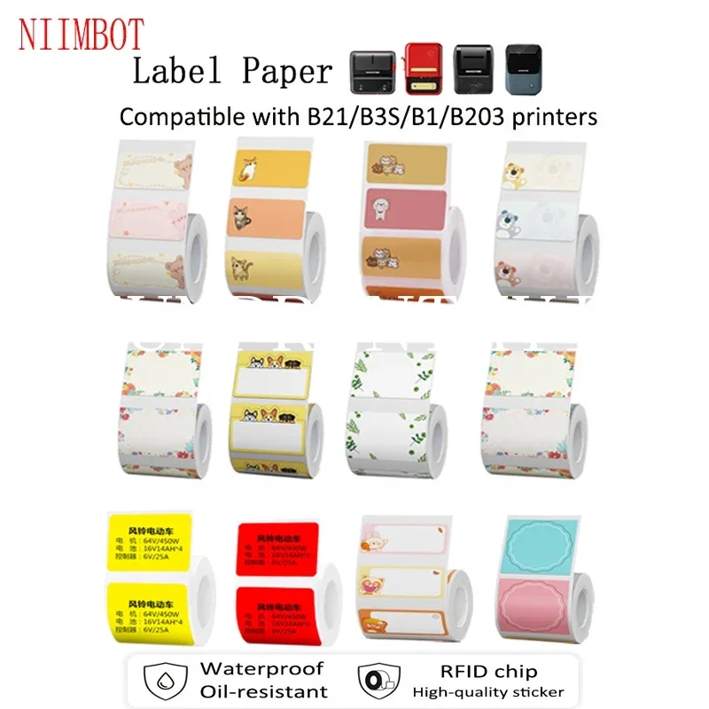 NiiMBot B21/B3S, máquina de etiquetado de precios en Color encantador, papel de impresión térmica, papel de etiquetas adhesivas de tres pruebas