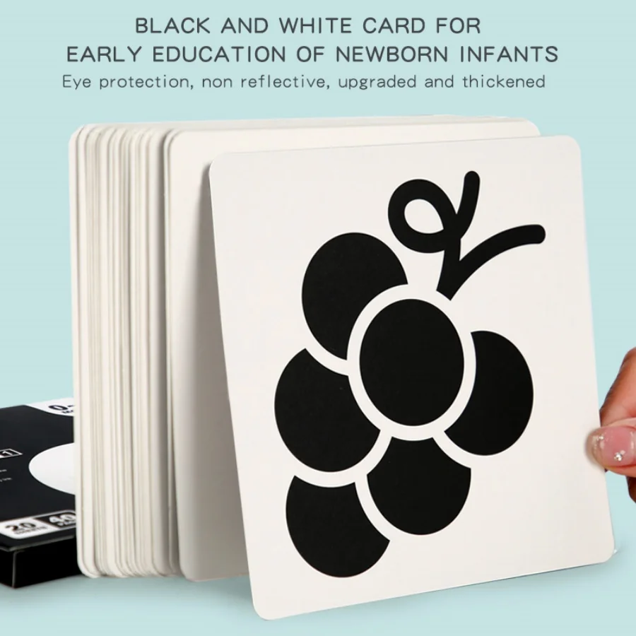 Black and red visual early education card for newborns, visual stimulation of color cognition, flashing new children's early edu