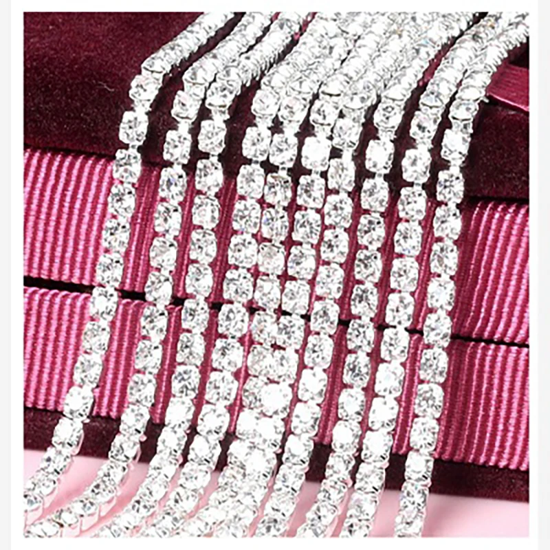 1 Thước/Cái 30 Màu SS6-SS16 Kính Pha Lê Dây Chuyền Bạc Đáy May Trên Cốc Dây Chuyền Cho Diy May túi Đồ Dùng Trang Trí