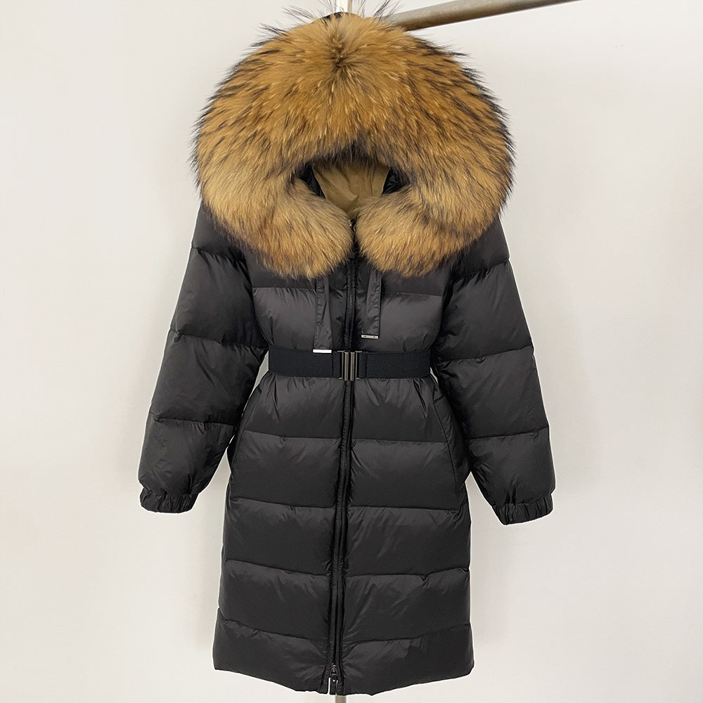 Oftbuy Nieuwe Winter 2024 Echte Bontjas Vrouwen Warm 90 Witte Eendendendons Jas Natuurlijke Vossenbont Puffer Jas Cold Lady