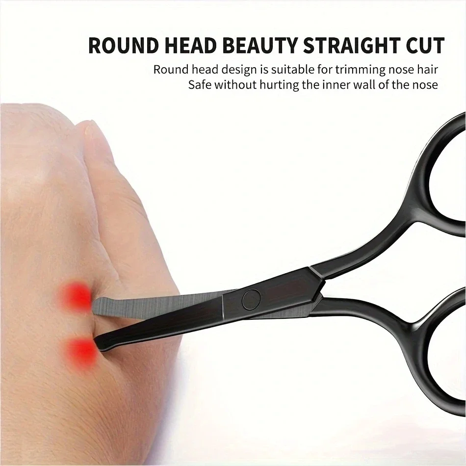 Safe Nose Hair Scissors Unisex Stainless Steel Black Round Head  (Do Not Hurt Nose)