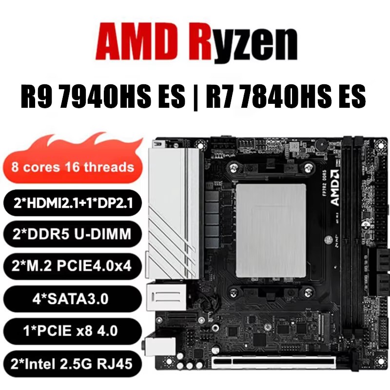 Scheda madre da gioco Topton NAS AMD Ryzen 9 7940HS ES 7840HS ES 2xNVMe 4xSATA PCIEx8 2xDDR5 2x2.5G LAN Firewall NAS ITX Scheda madre