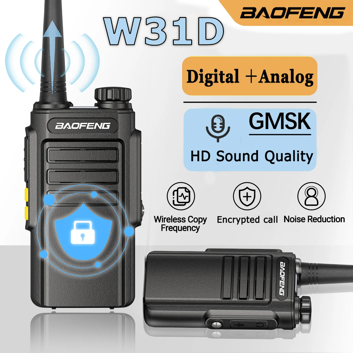 2PCS Baofeng GMSK Digital W31D Walkie Talkie Verschlüsselt Anruf Noise Reduction HD Radio Typ-C Ladegerät UHF zwei Weg Radio BF-888s