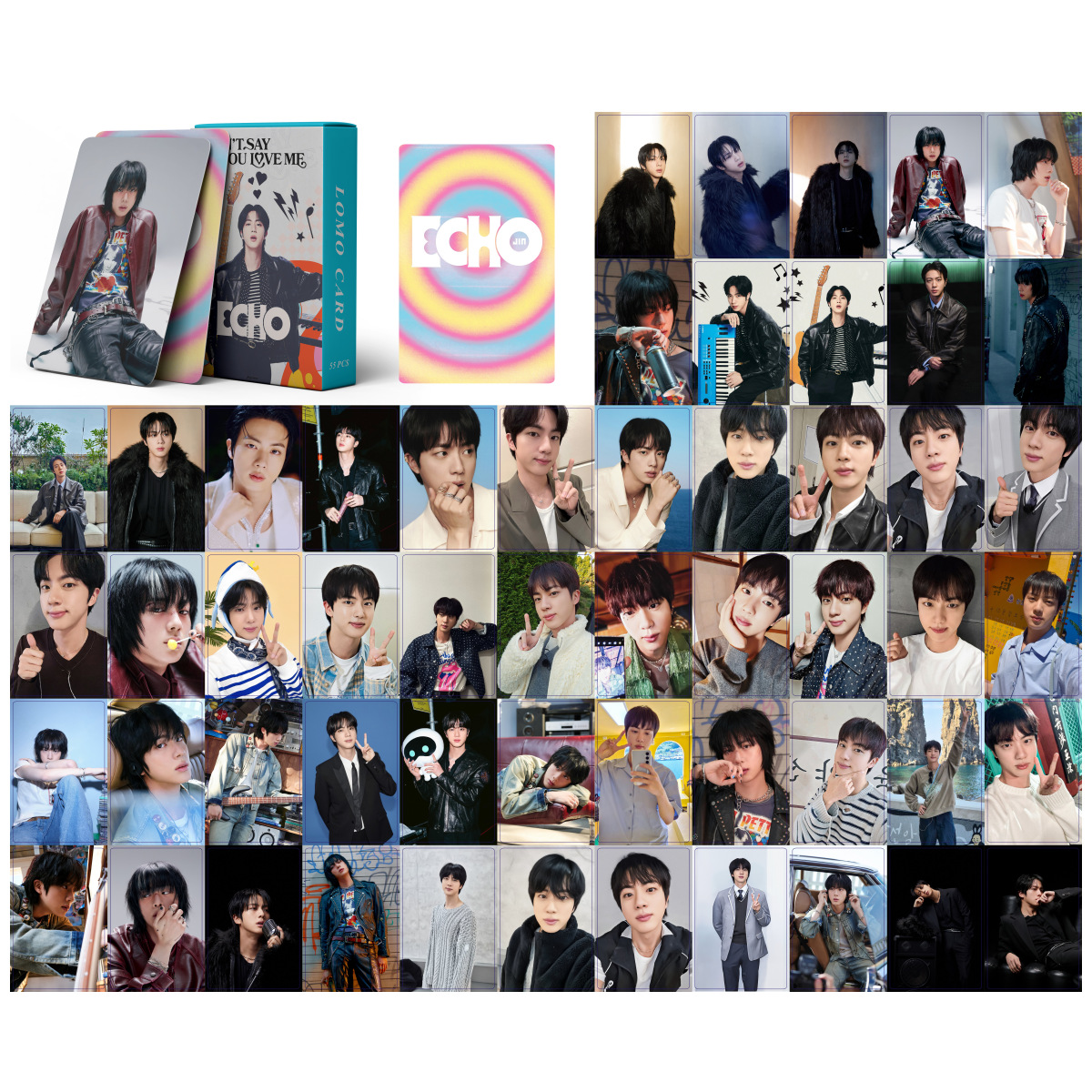 55Pcs Kpop 레이저 JIN JIMIN Photocards ECHO Lomo 카드 사진 카드 HD 사진 인쇄 사진 팬 컬렉션 선물