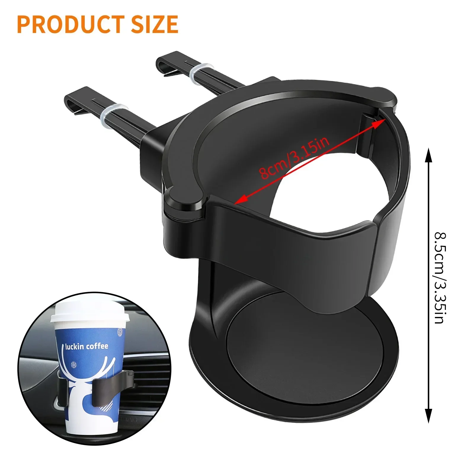 Portavasos Universal para coche con montaje en salida de ventilación, sostiene cómodamente café, botellas de agua, latas y ceniceros