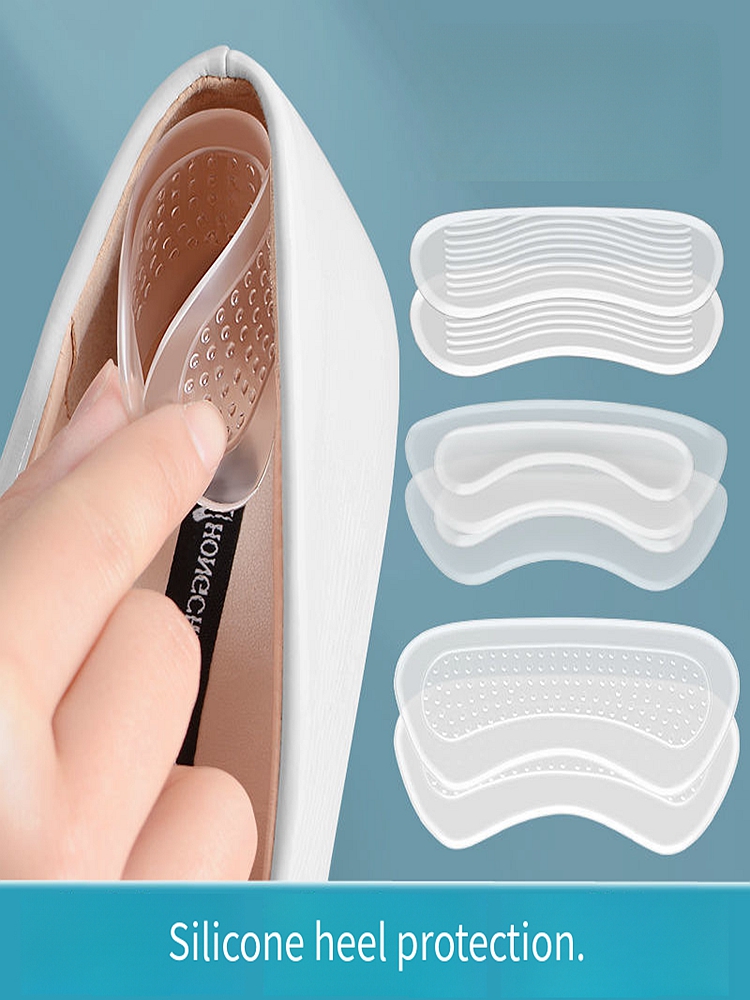 Protectores de talón de silicona para tacones altos, pegatinas, zapatos de mujer, cojín para el talón, cuidado de los pies, almohadillas antideslizantes para plantillas de tamaño ajustable