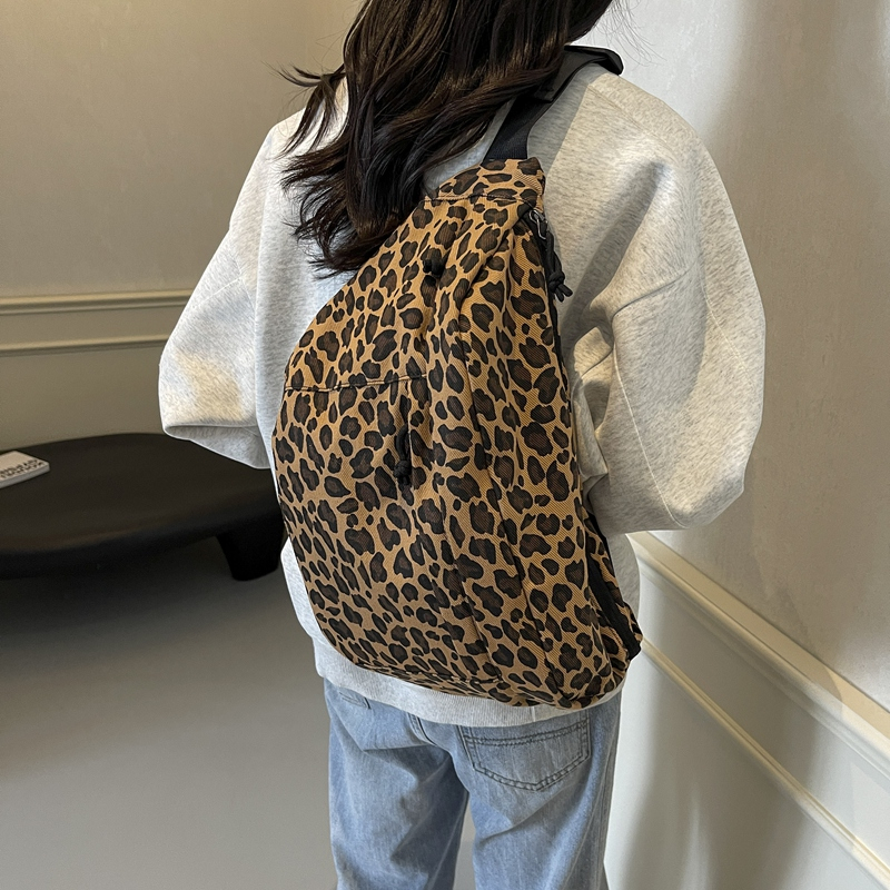 Холщовая Сумка-Кроссбоди с леопардовым принтом, 2024