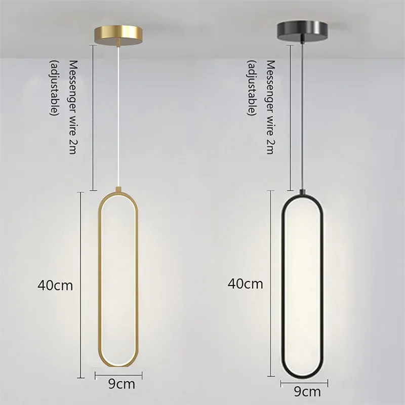 Modern Minimalista LED Luz Pingente Lustre Para Quarto Restaurante Sala de Ouro Preto Pendurado Lâmpadas Decoração Led Lustre