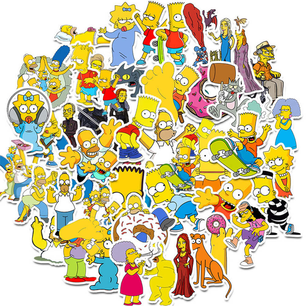 10/30/50 pçs legal os simpsons dos desenhos animados adesivos comédia família anime adesivo telefone bagagem portátil diversão graffiti decalques crianças brinquedos