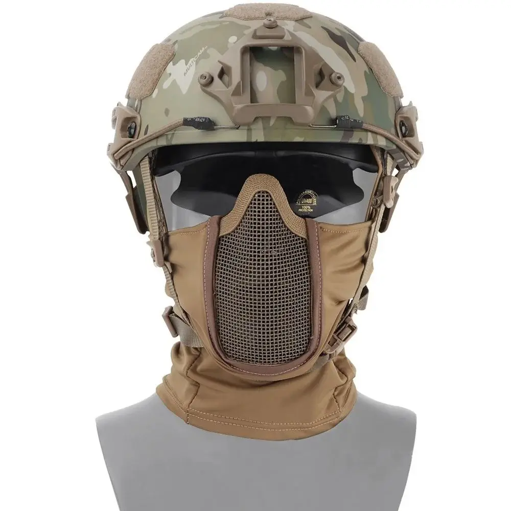 Tactical Full Face Mesh Mask Balaclava Airsoft Paintball Halloween Mask CS Game Hunting Cycling Protective Helmet Liner Cap