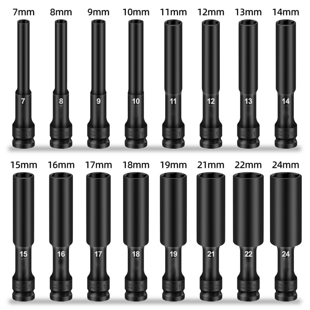 Juego de enchufes de impacto, llave de impacto métrica de 1/2 accionamiento, cabezal de enchufe hexagonal de 8-24mm, adaptador Universal, manguito convertidor de llave, 1 Uds.