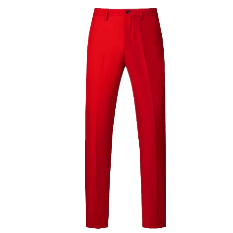กางเกงผู้ชายทรงสลิมฟิต celana setelan สีดำ/แดง/รอยัลบลูสำหรับงานแต่งงานสำนักงานสำนักงาน