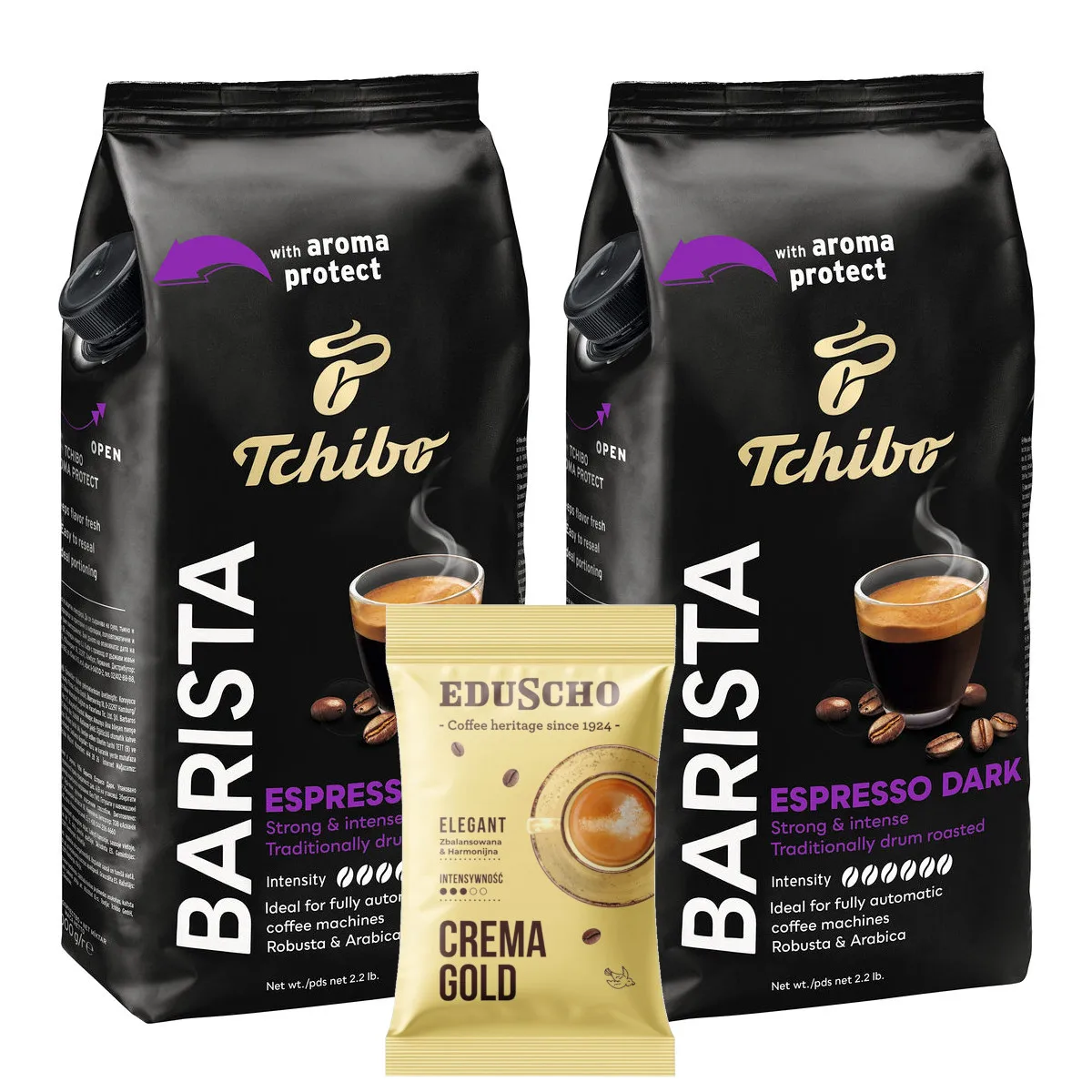 Kawa ziarnista TCHIBO Barista Espresso Dark 2x1kg + GRATIS Crema Gold 100g