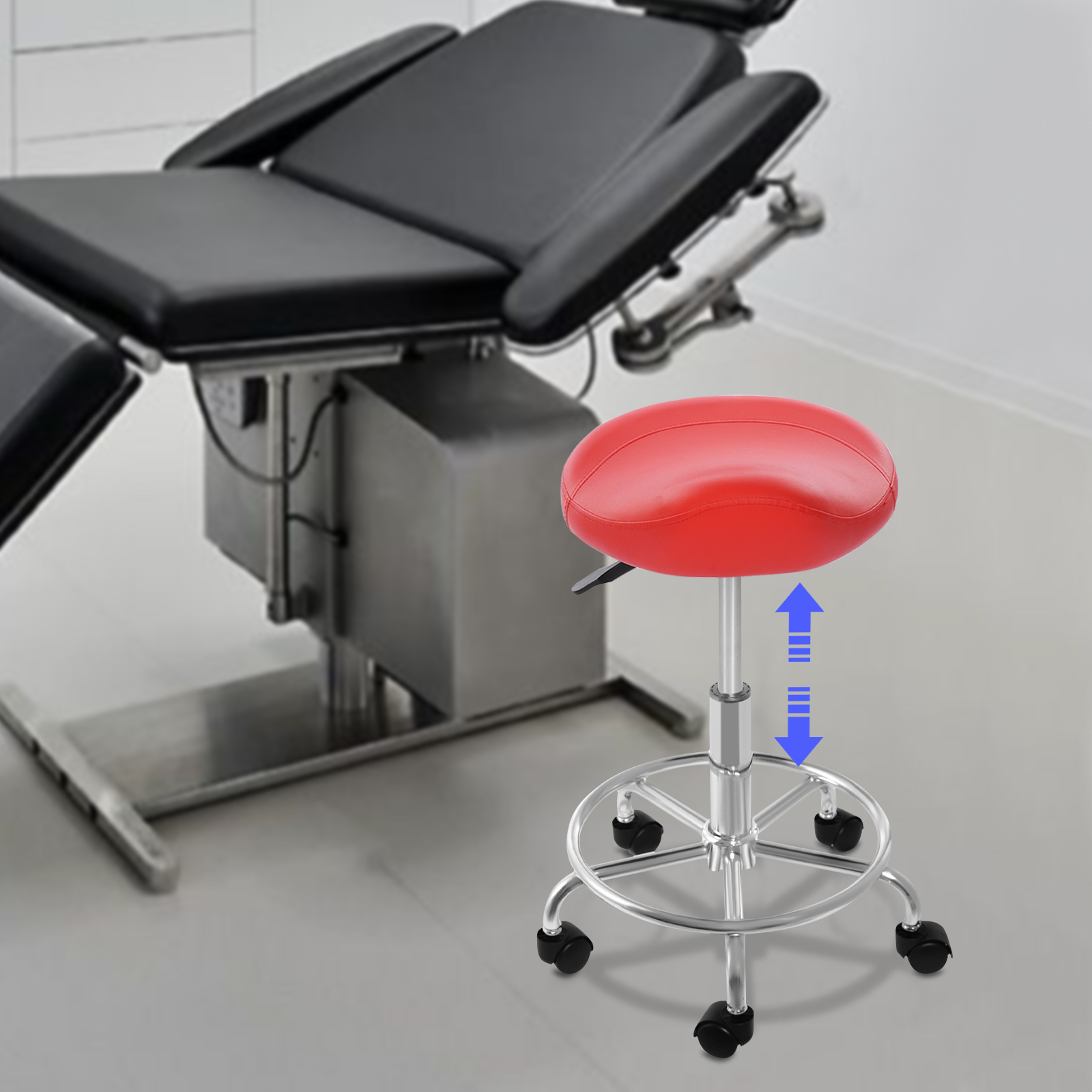 Hebe-Sattelhocker für Büro, Spa, leicht zu reinigen, ergonomisch, verstellbarer rollender Sattelhocker für Heimstudien/Wohnzimmer