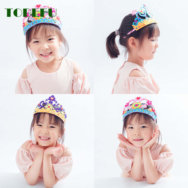 DIY หัตถกรรมของเล่นมงกุฎสร้างสรรค์กระดาษดอกไม้ดาวรูปแบบของเล่นสําหรับเด็กเด็กอนุบาล Art Party ตกแต่ง