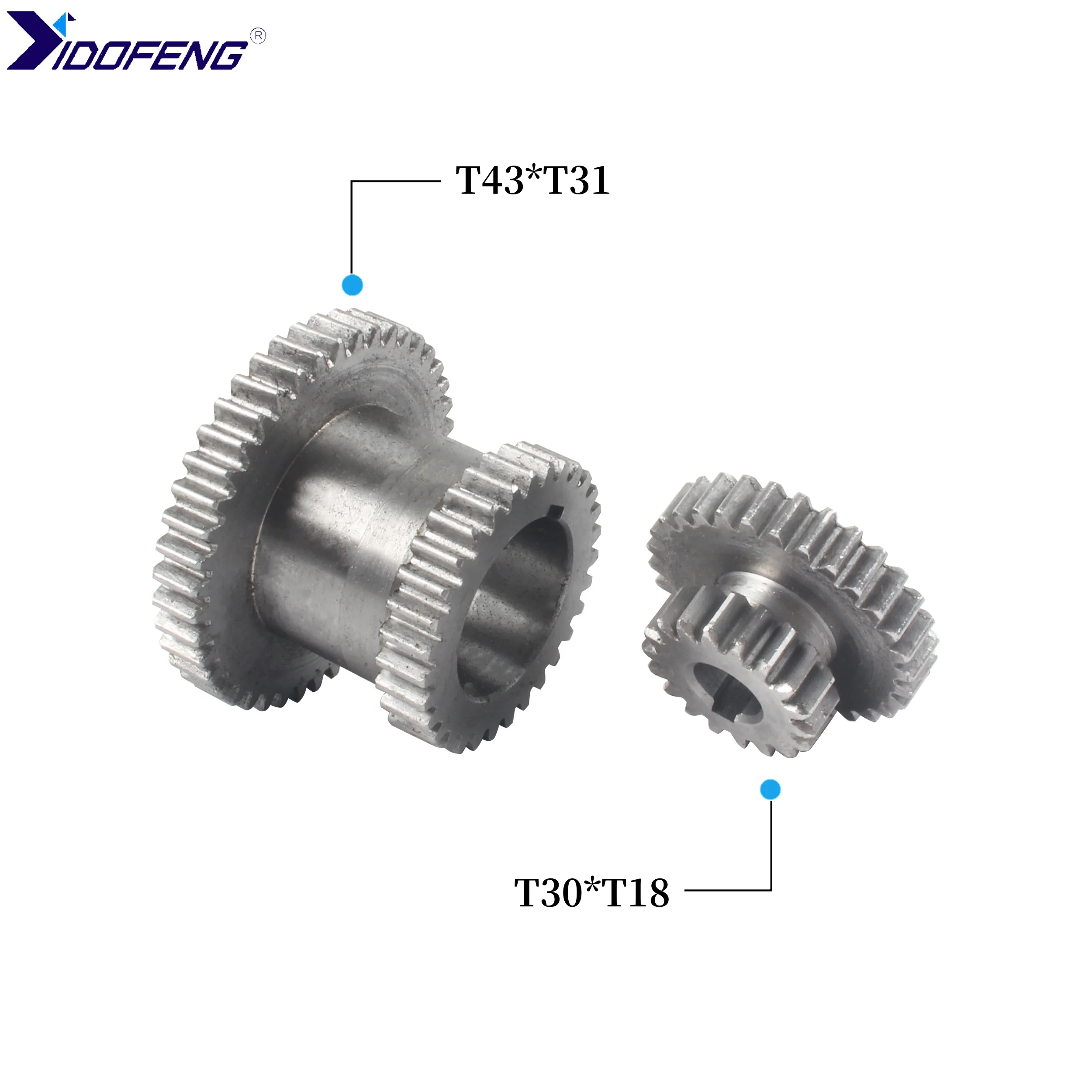 2pcs High&low T43xT31 T30xT18 Metal Steel CJ 0618 Mini Lathe Main shaft Transmission Speed Gear For CJ0618 Teeth
