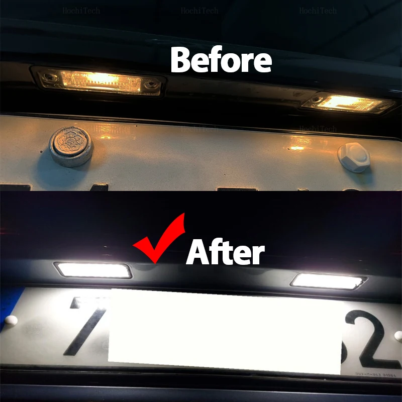 2 pçs led lâmpada de luz da placa de licença para vw passat b6 cc eos golf 4 5 6 7 mk7 polo excelente assento leon altea lâmpada do carro