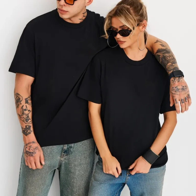 T-shirt per coppia in tinta unita quattro stagioni T-shirt basic da uomo e da donna a manica corta top T-shirt sportiva oversize traspirante casual