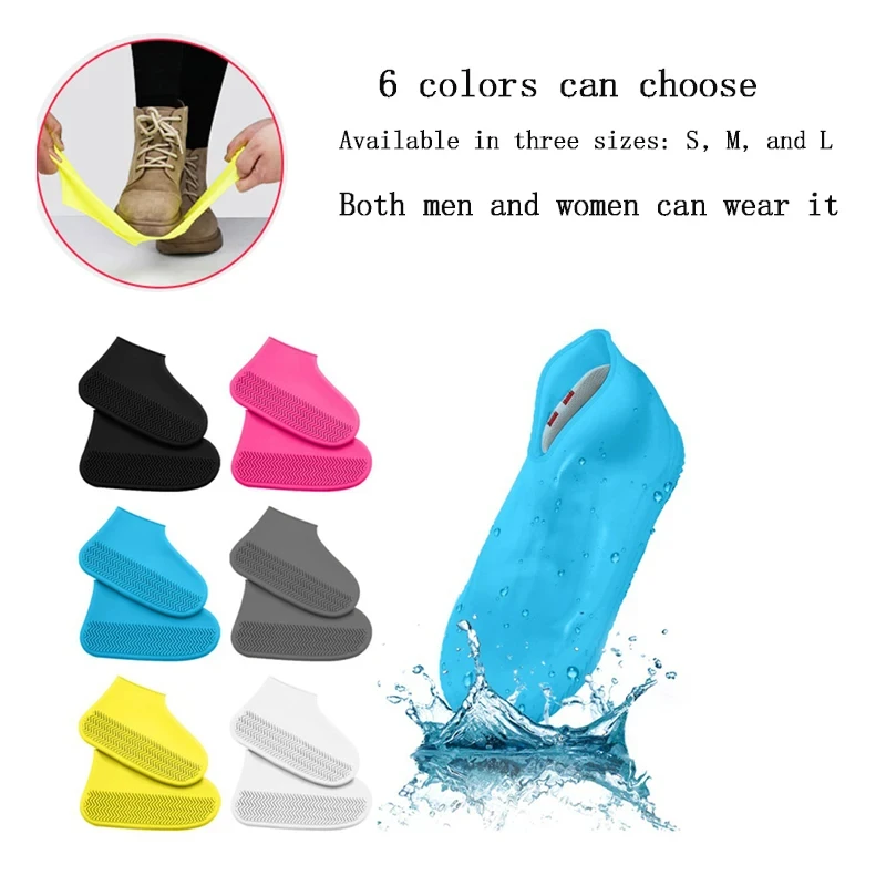 1 par de capas de sapato de borracha para uso ao ar livre, capas de sapato impermeáveis de silicone, capa de sapato de dia chuvoso, chuva antiderrapante reutilizável