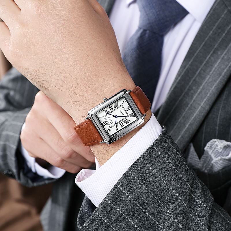 Reloj de pulsera de cuarzo para hombre de moda con correa de cuero
