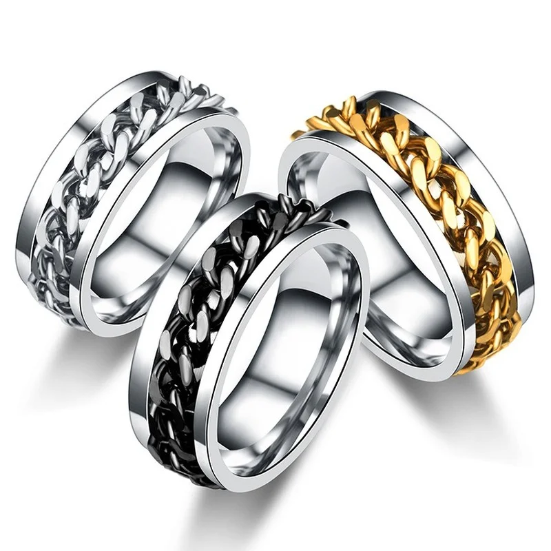 Anillos de cadena giratorios de acero de titanio para mujeres y hombres, anillo giratorio de descompresión, anillo de cadena multifuncional, anillo abridor de botellas, regalo