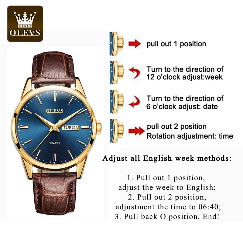 OLEVS, relojes de cuarzo para hombre, marca de lujo, moda informal, reloj para hombre para regalos, reloj de pulsera luminoso resistente al agua de cuero transpirable