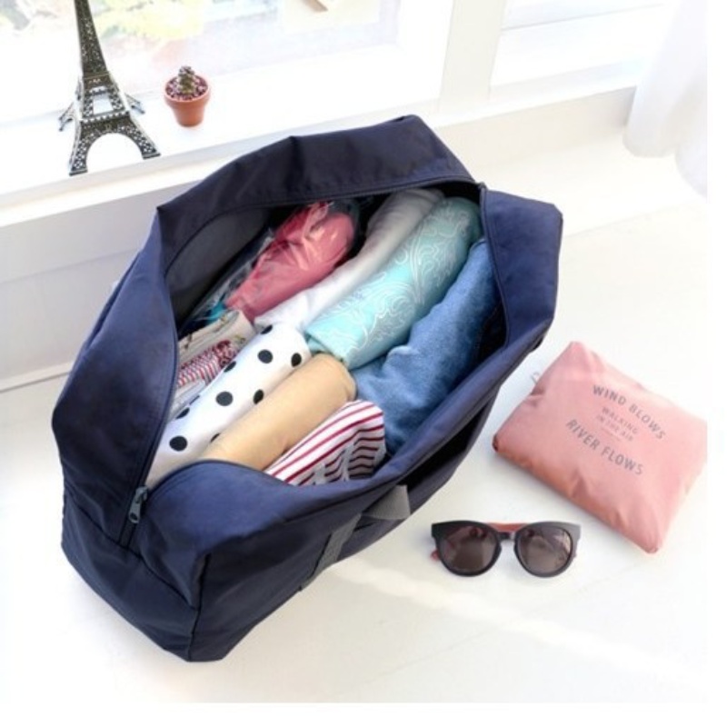Bolsa de nailon plegable de gran capacidad para viaje, bolsa de almacenamiento con cremallera, equipaje, multifunción, rosa, Azul, Gris, moda