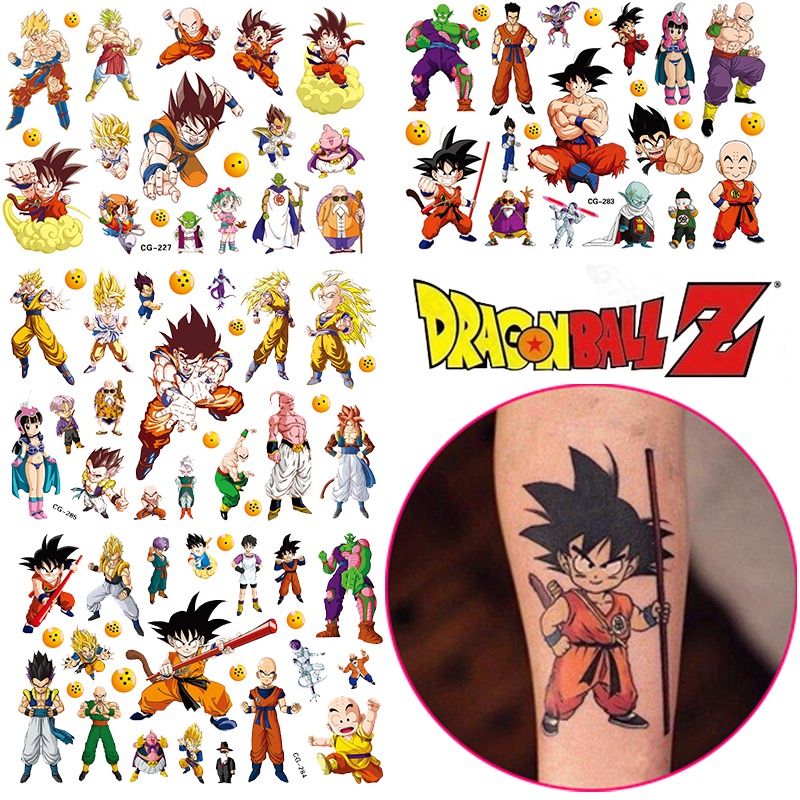 ドラゴンボール孫悟空タトゥーステッカーアニメ周囲水転写パーティーステッカー子供のボディアート偽タトゥーおもちゃギフト