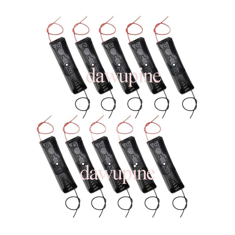 10PCS 18650 Battery Case 1 Slot 3.7V Battery Storage Box Cell Holder Plastic Container Housings Shell Connect Black Red Wires