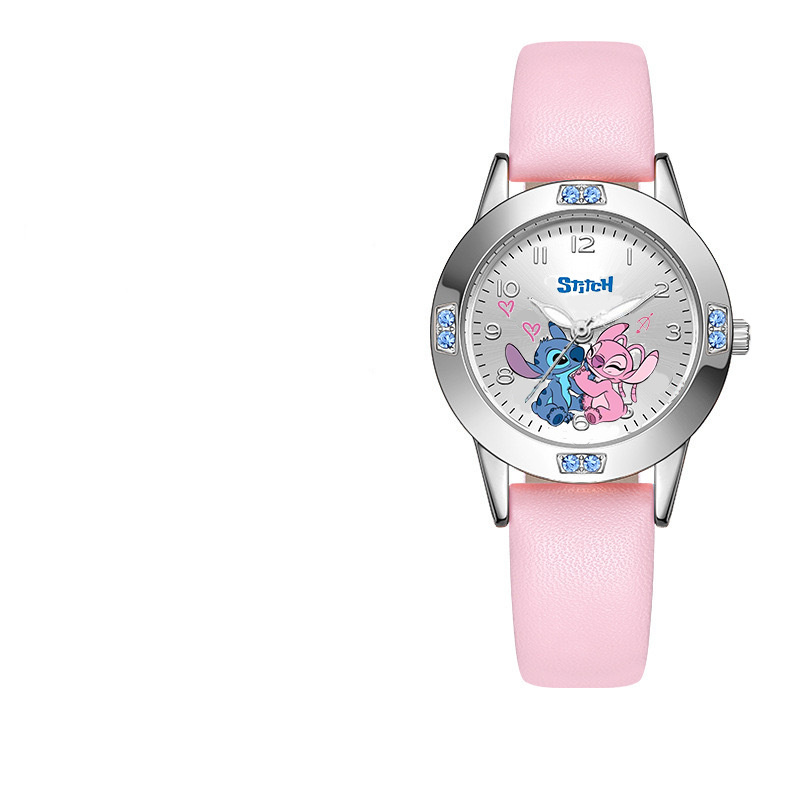 Disney Stitch girl's Watches Diamond Quartz Watch per le donne Stich Cartoon Leather orologi da polso Fashion Steel Belt Watch Gift
