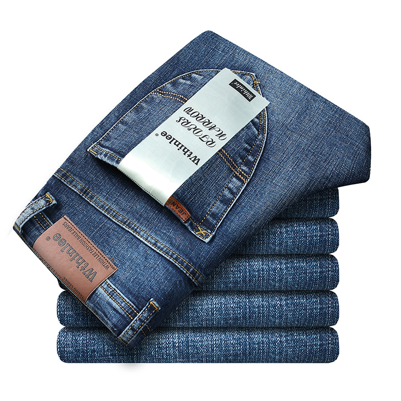 Nuevos pantalones vaqueros rectos ajustados de estilo de negocios para hombre, pantalones vaqueros informales elásticos clásicos azules y negros a la moda para hombre de talla grande 40