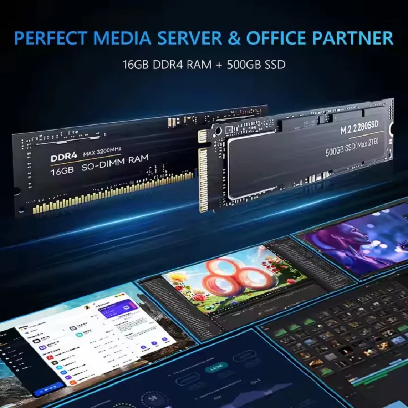 Mini Desktop PC Intel N150/N100/N95 8GB/16GB RAM 256GB/512GB SSD Compact Fanless Design for Office And Home Use