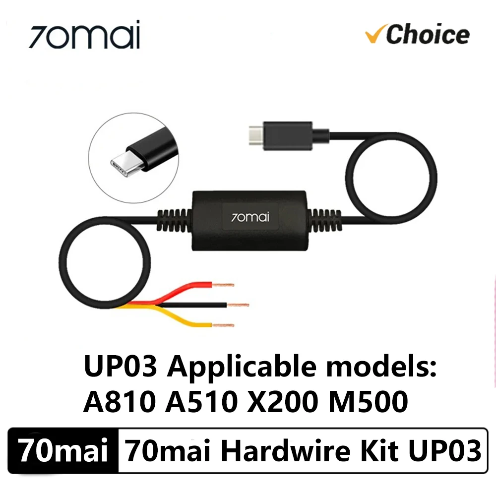 Original 70mai Parküberwachungskabel UP03 für 70mai A810 A510 X800 X200 Omni M500 Hardwire Kit UP03 24H Parkmonitor
